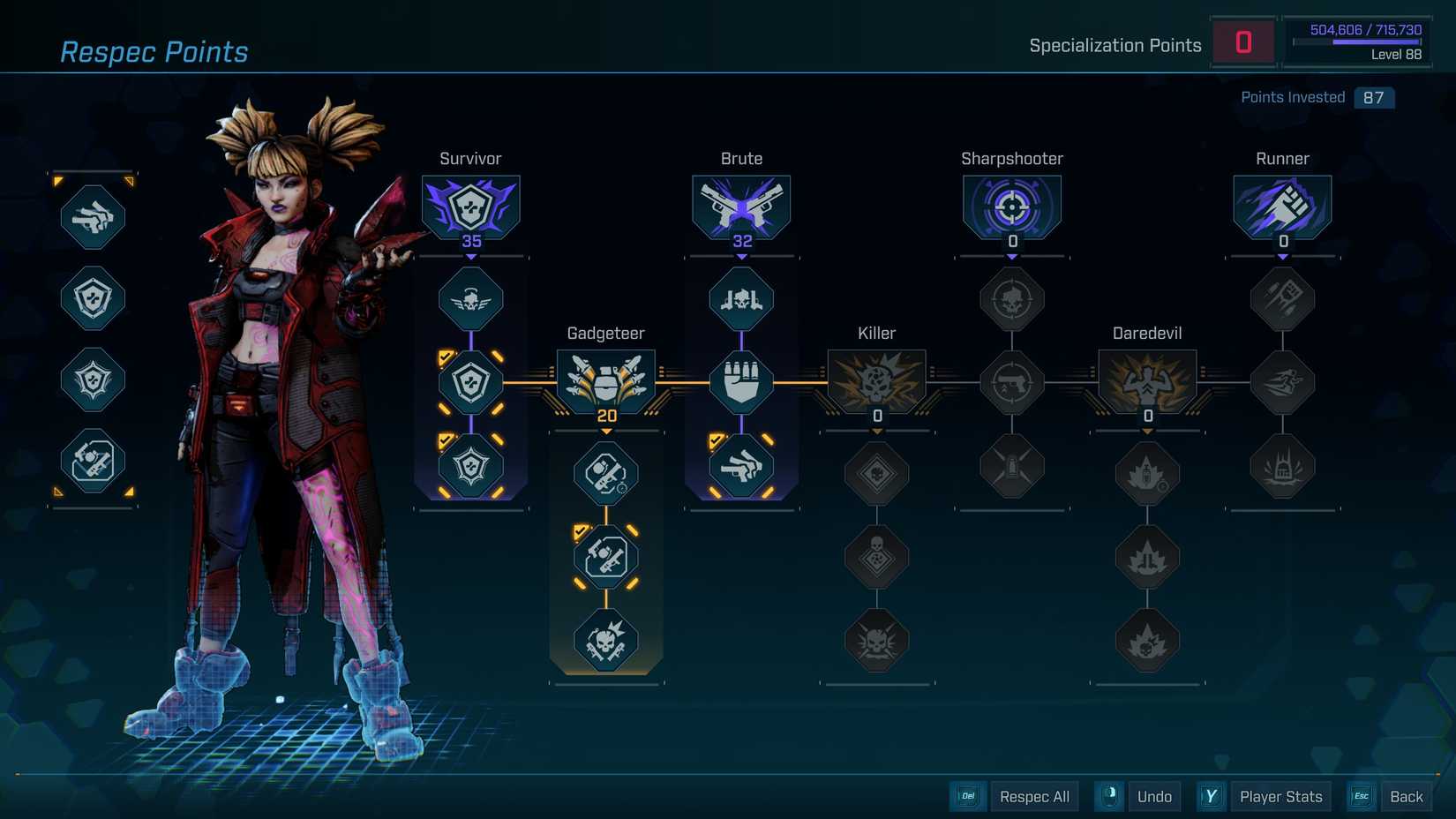 vex red skill tree specializations