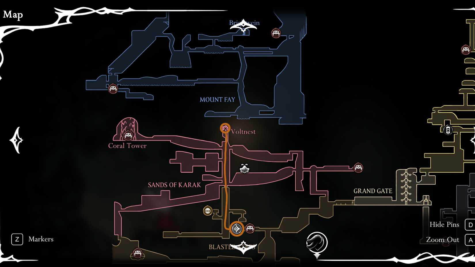 Localização do filamento Volt em Silksong Hornet obtendo Filamento Volt em Silksong | Dropraro