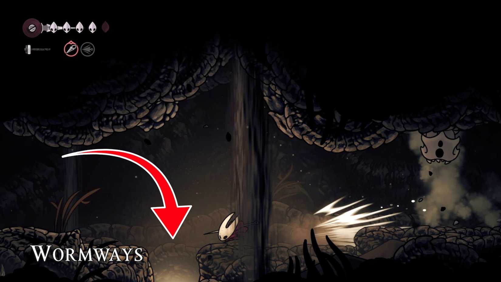 wormways hole in the ground in hollow knight silksong