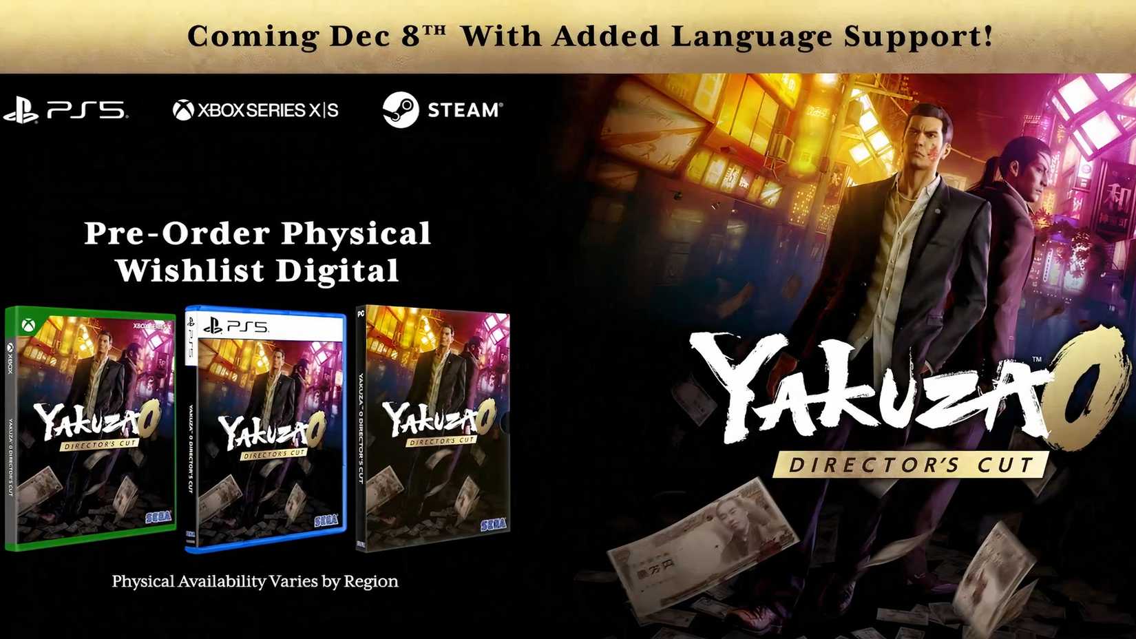 Yakuza --0 directors-Cut-PS5-XBOX SERIES-PC-RELEASE DATE