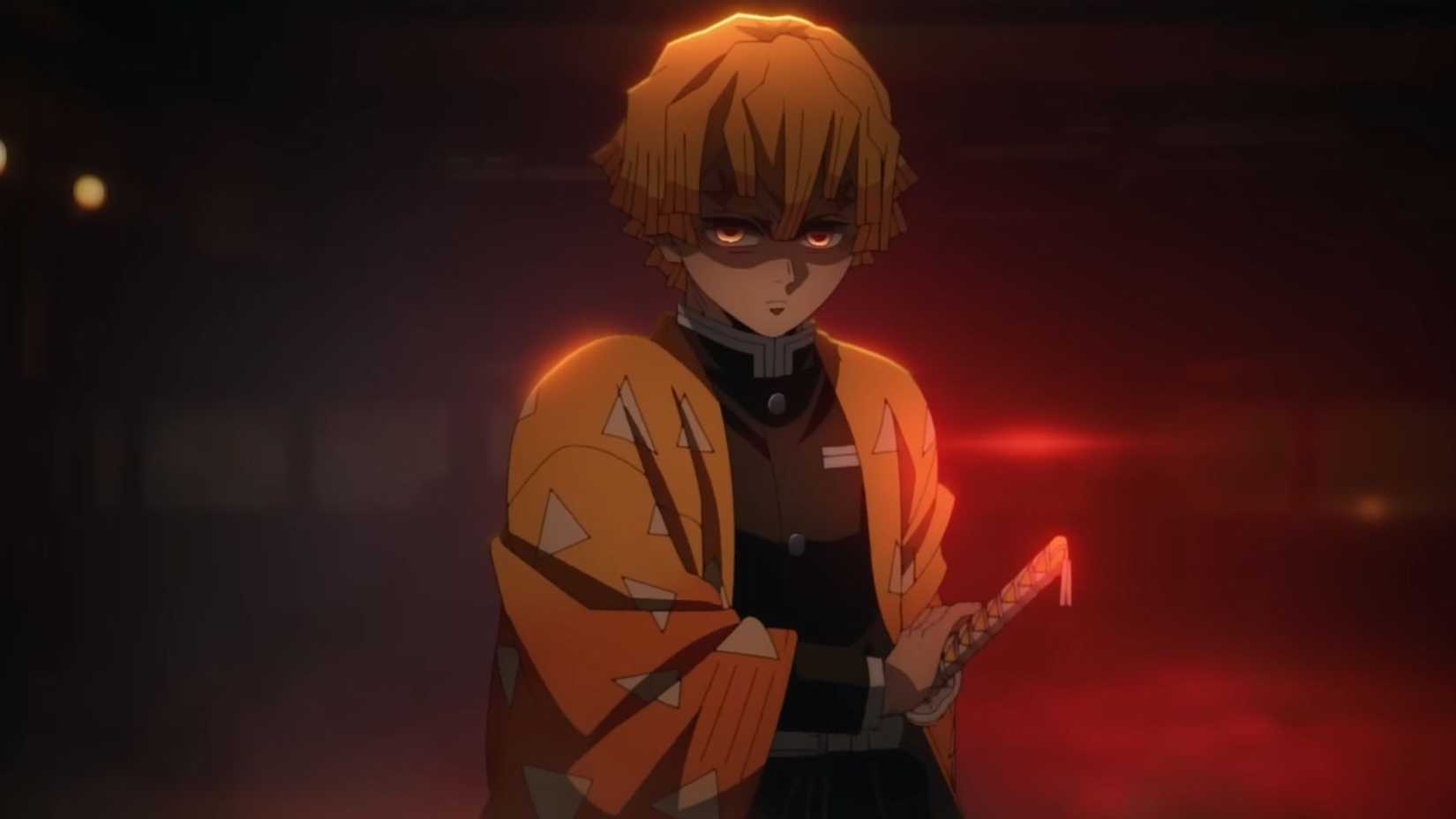 Zenitsu prepares to battle Kaigaku - Demon Slayer