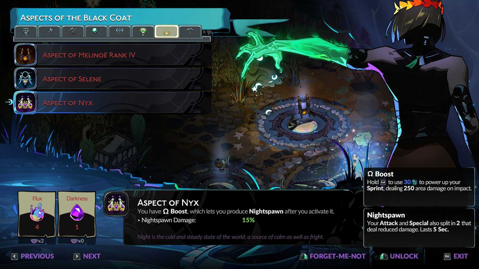 Hades 2 Black Coat Aspect of Nyx locked