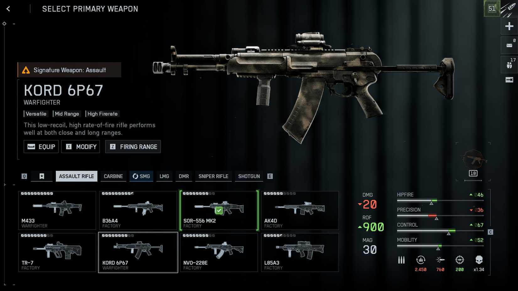 BF6 Kord 6P67 stats