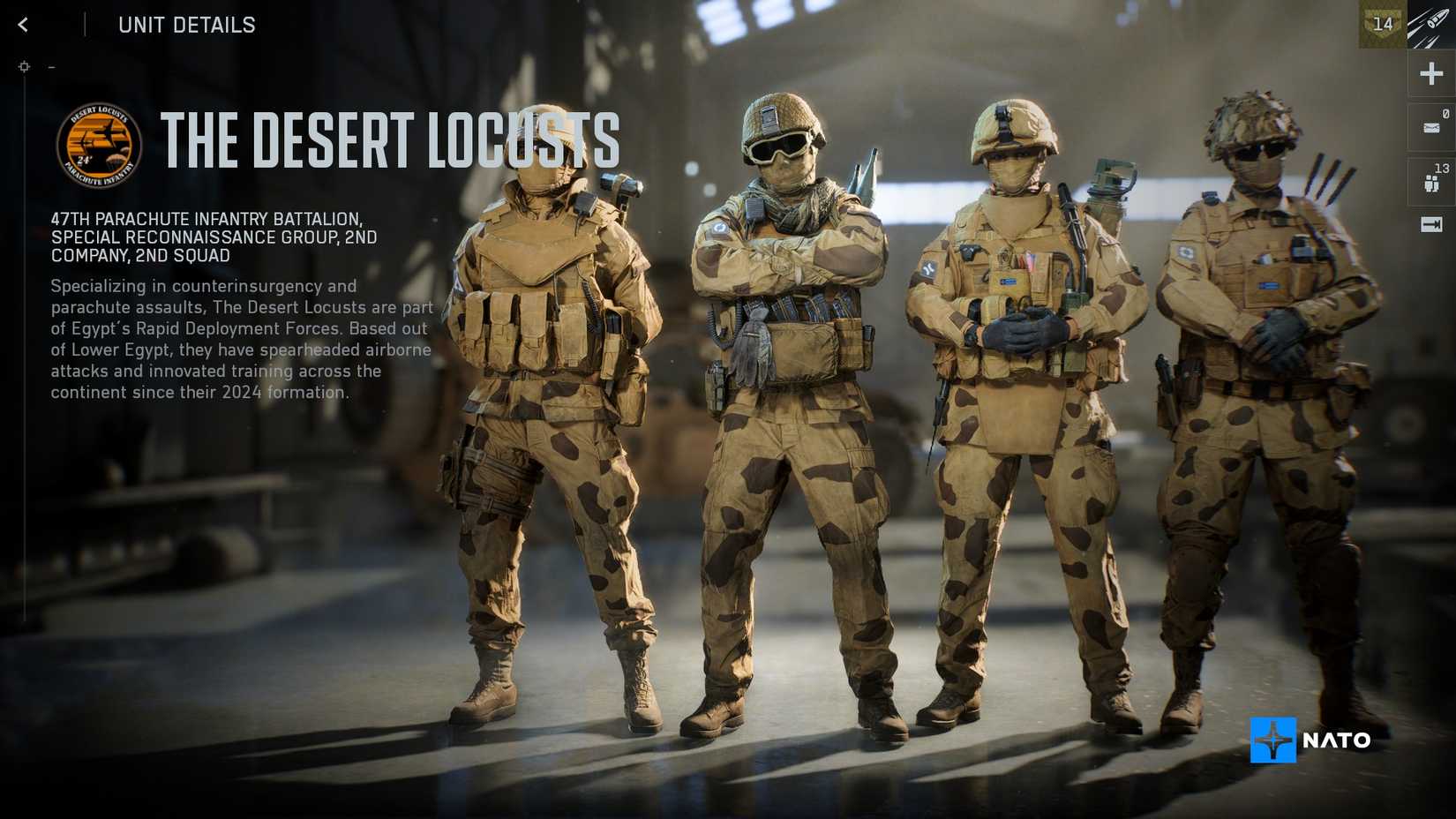 BF6 NATO Desert Locusts default skins