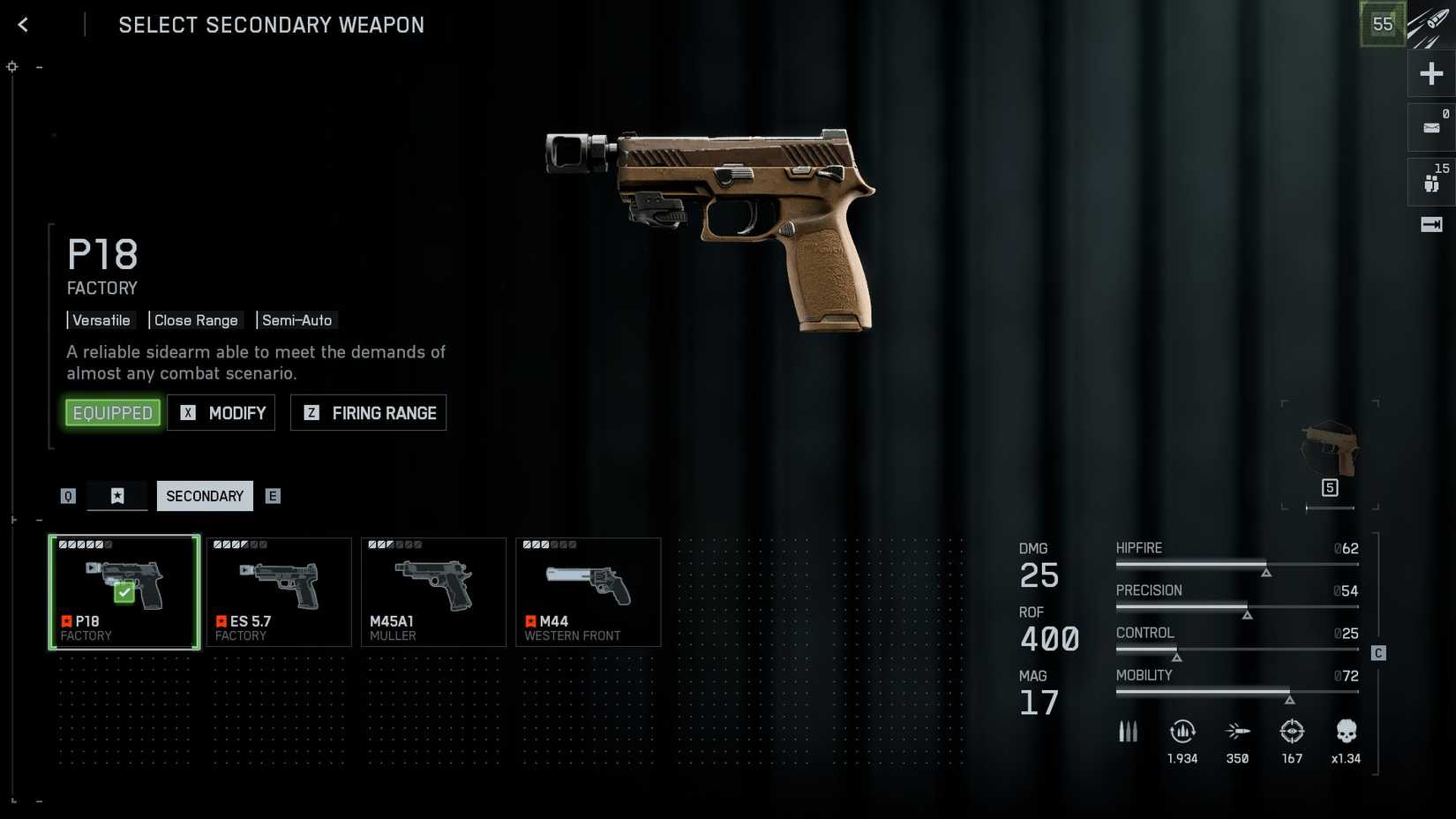BF6 P18 Pistol stats