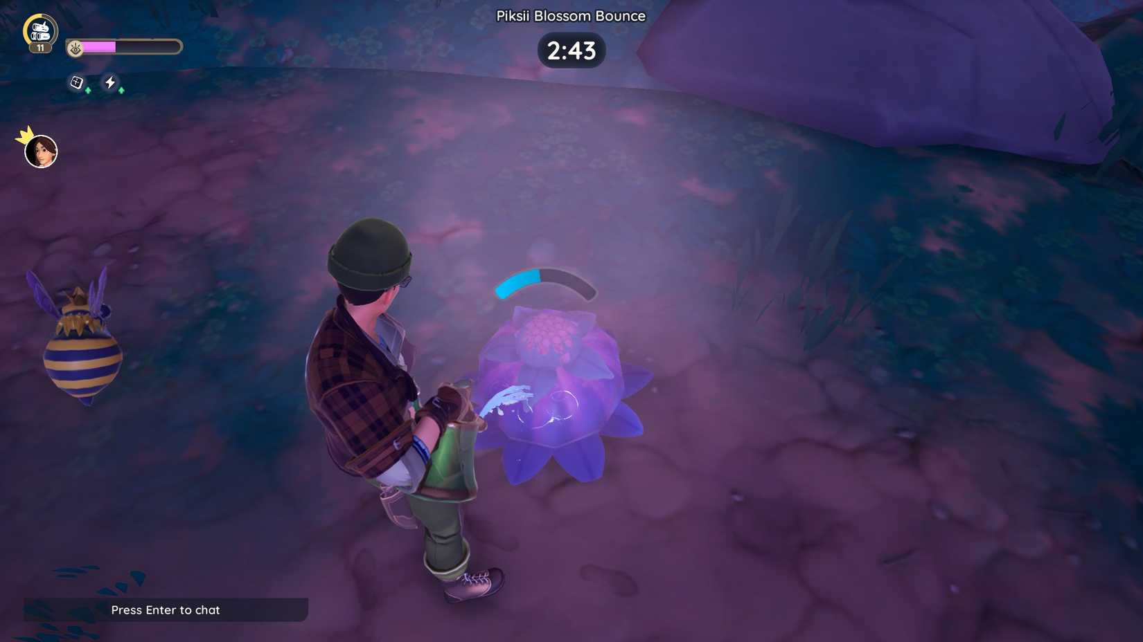 Watering a plant during Palia's Piksii Blossom Bounce