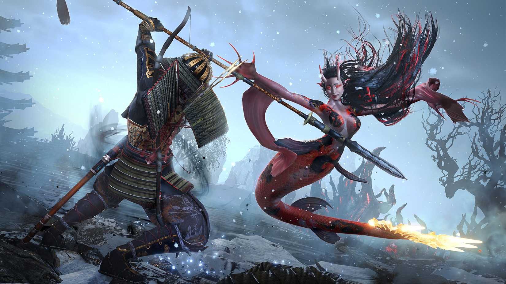 A fight against an aquatic Yokai - Nioh 3