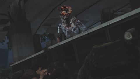 A scene featuring characters hiding in The Last of Us