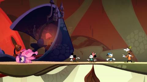 A scene featuring characters in Disney Illusion Island