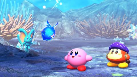 A scene featuring characters in Kirby and the Forgotten Land (Switch 2)