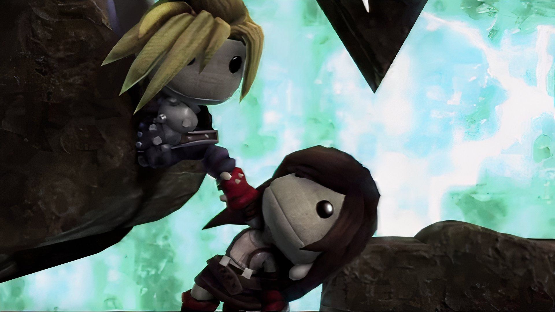 A scene featuring Cloud and Tifa in LittleBigPlanet 2