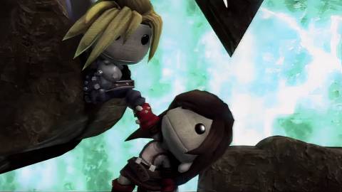 A scene featuring Cloud and Tifa in LittleBigPlanet 2