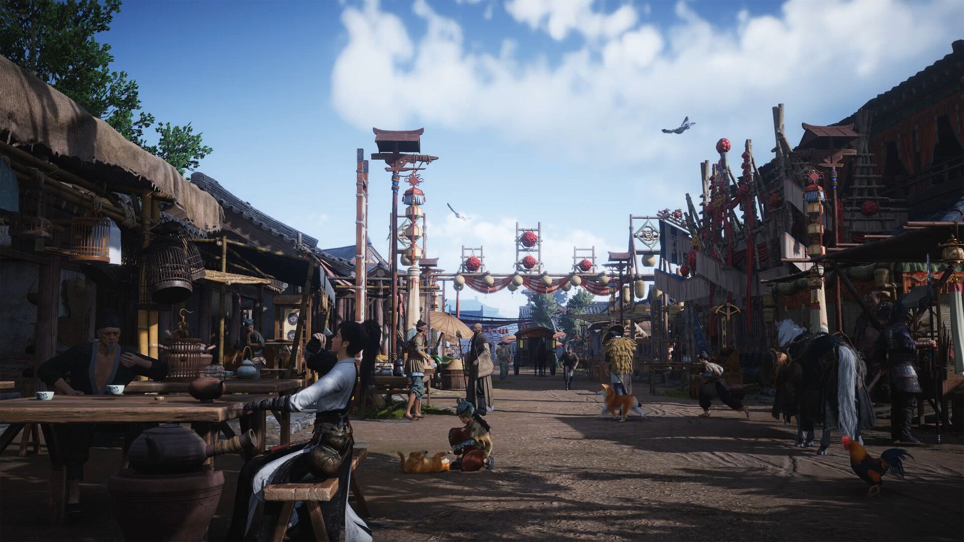 A town scene in Where Winds Meet
