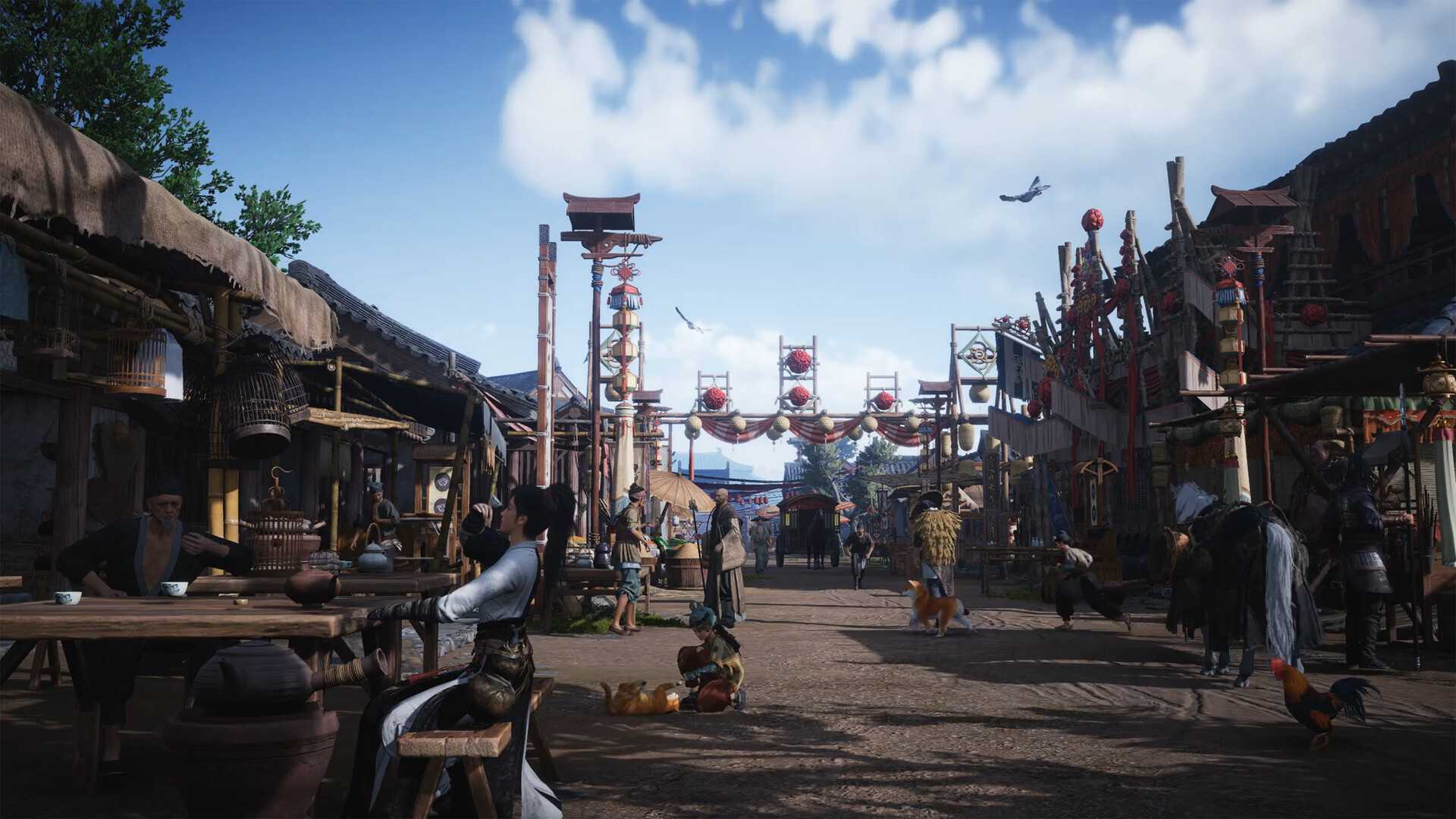 A town scene in Where Winds Meet
