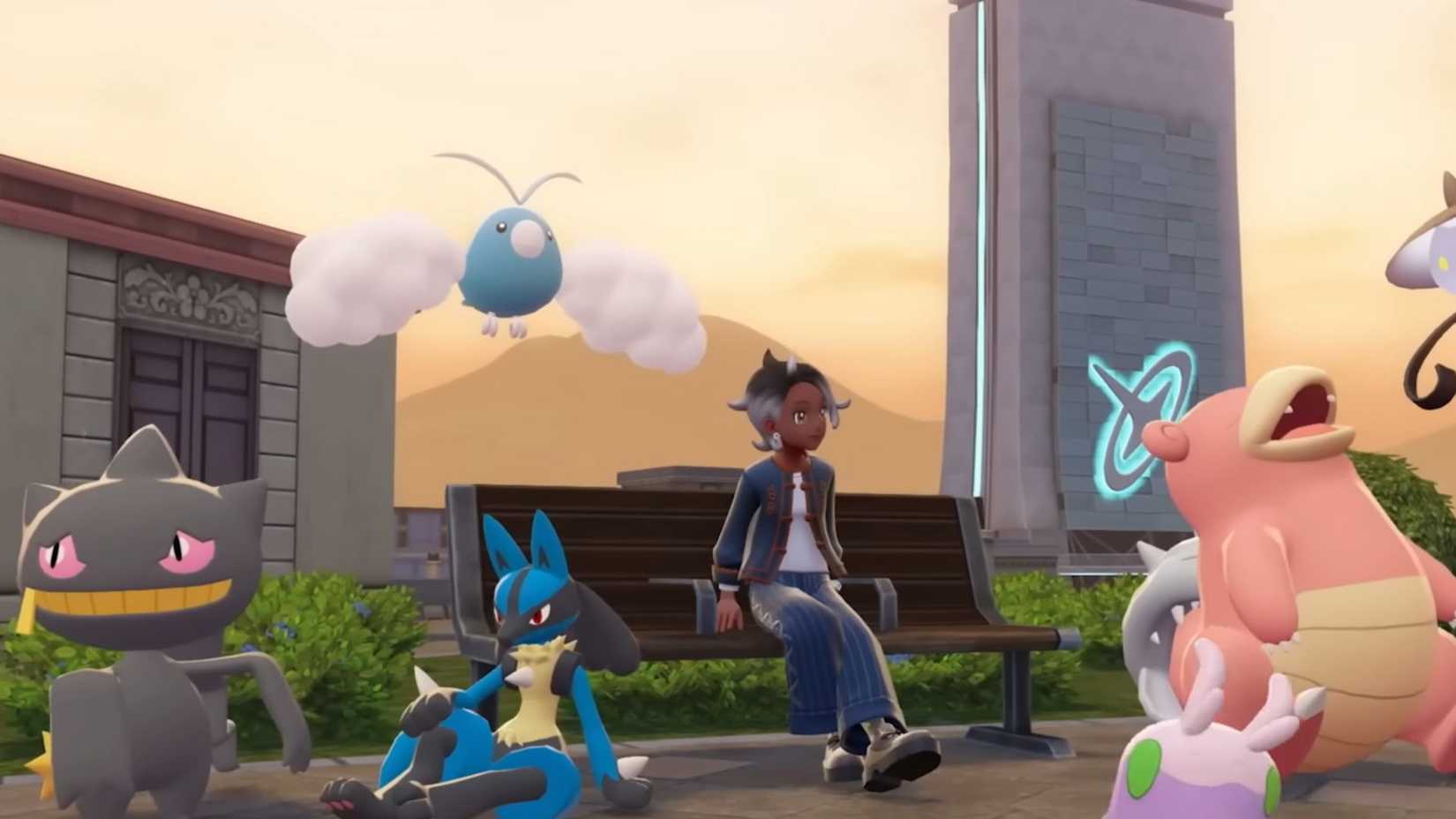 A trainer relaxing with their Pokemon - Pokemon Legends Z-A