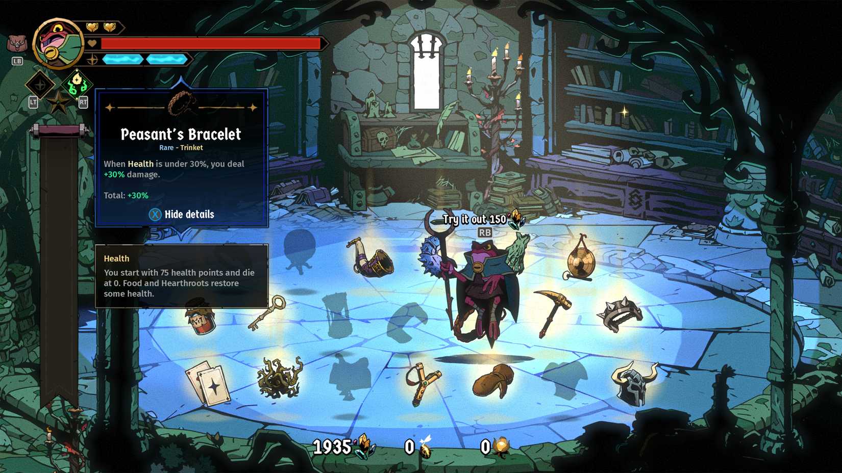 Absolum buying Trinkets at Uchawi's Hearth