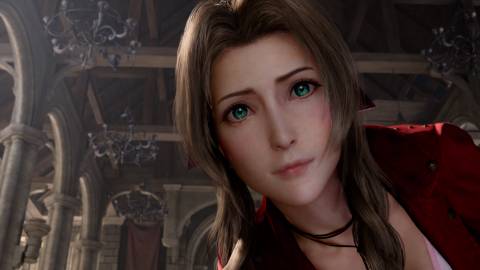 Aerith looking ahead in Final Fantasy 7 Remake