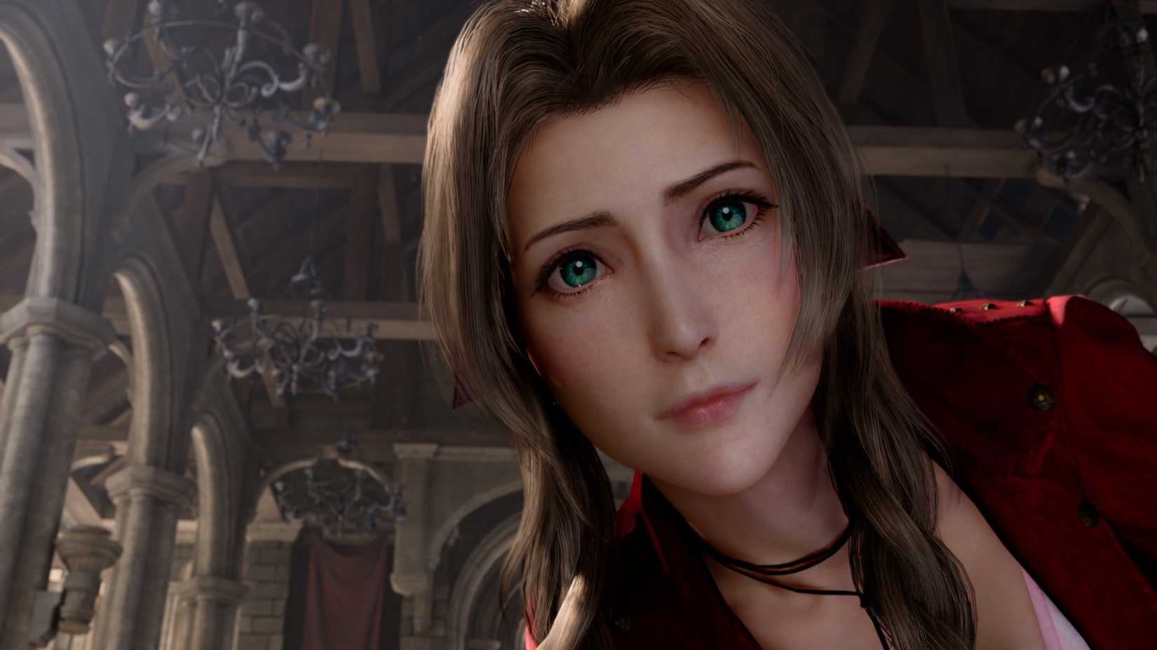 Aerith looking ahead in Final Fantasy 7 Remake