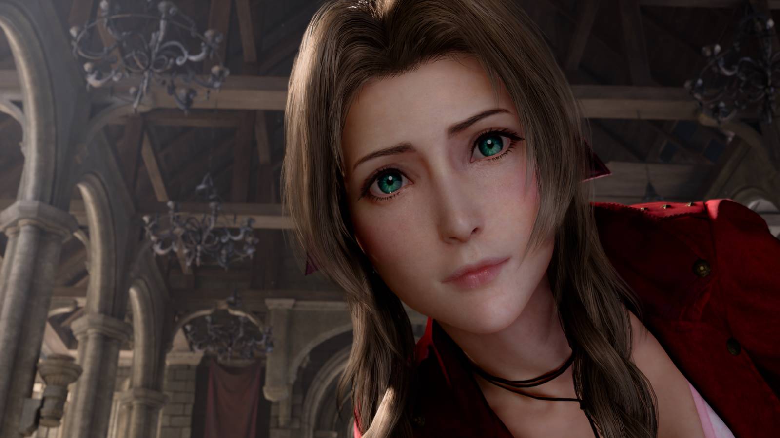 Aerith looking ahead in Final Fantasy 7 Remake