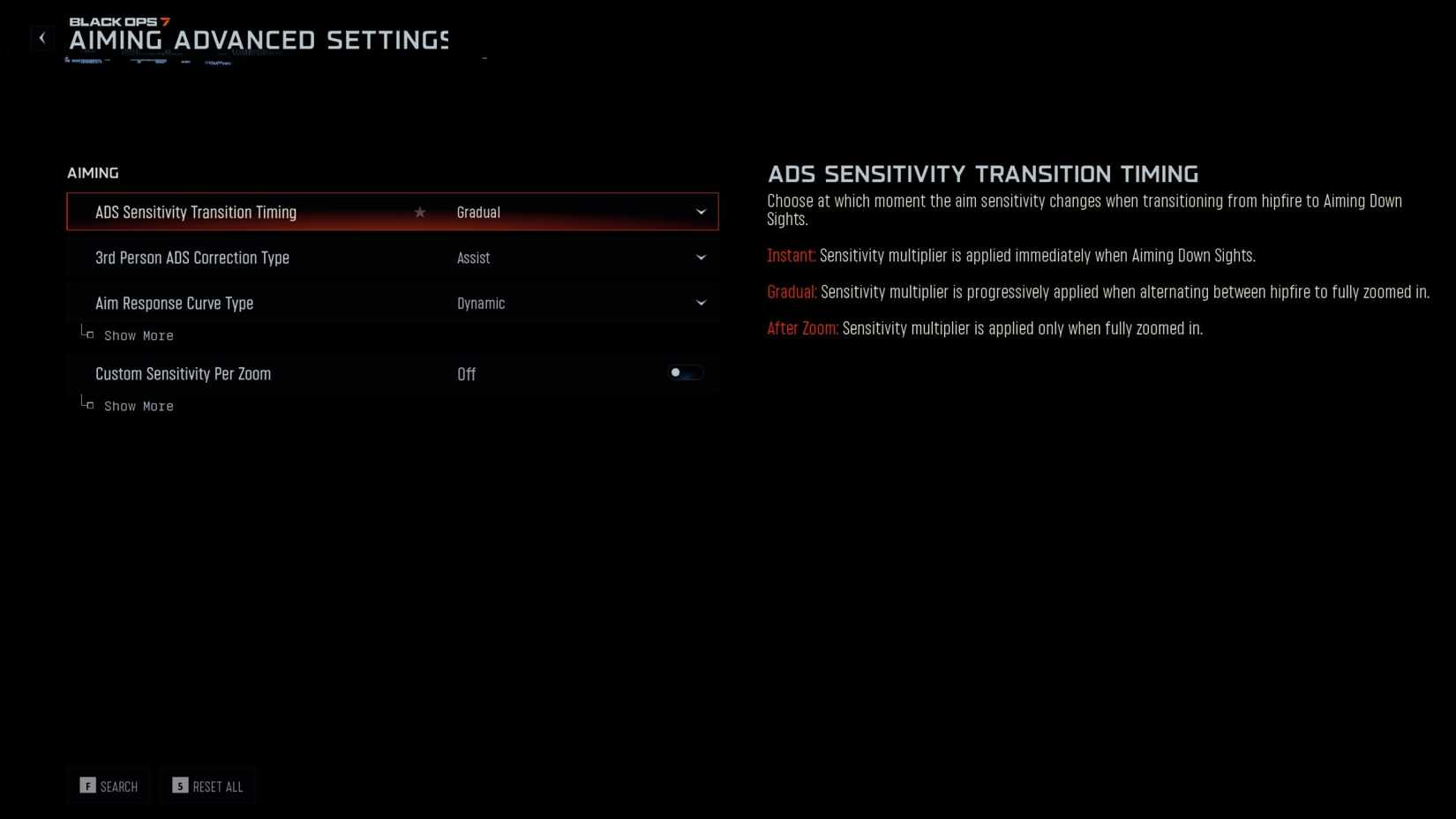 Aiming to set up advanced settings
