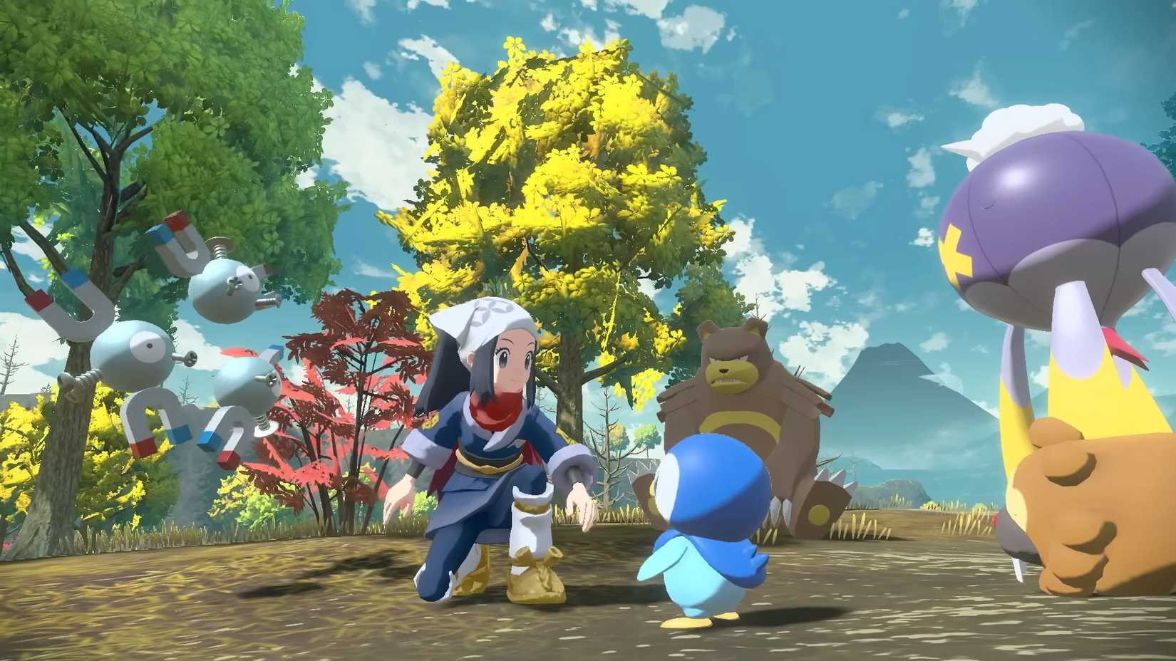 Akari interacts with the wild Pokemon she caught - Pokemon Legends Arceus