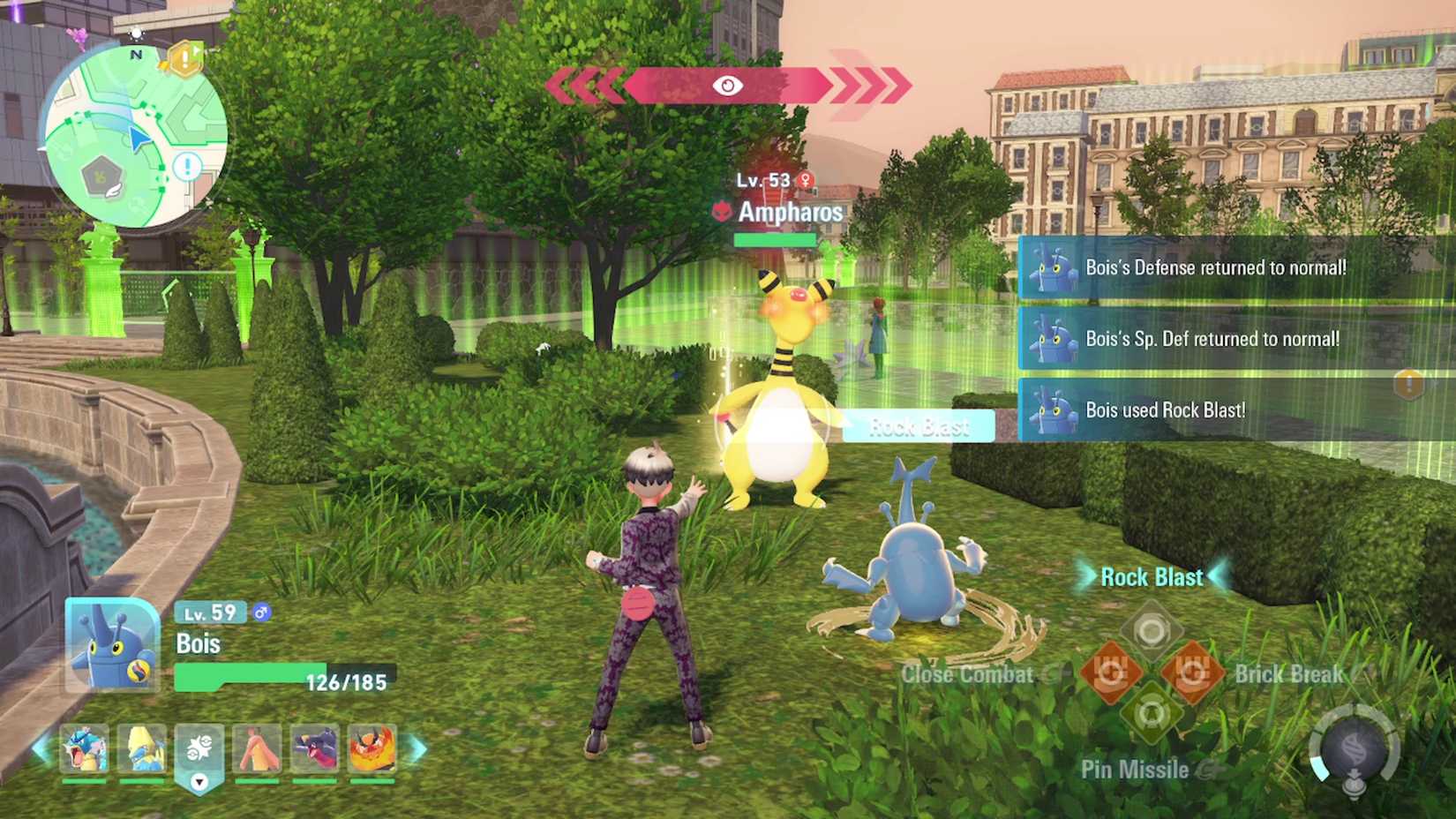 Alpha Ampharos in Wild Area 16 in Pokemon Legends za