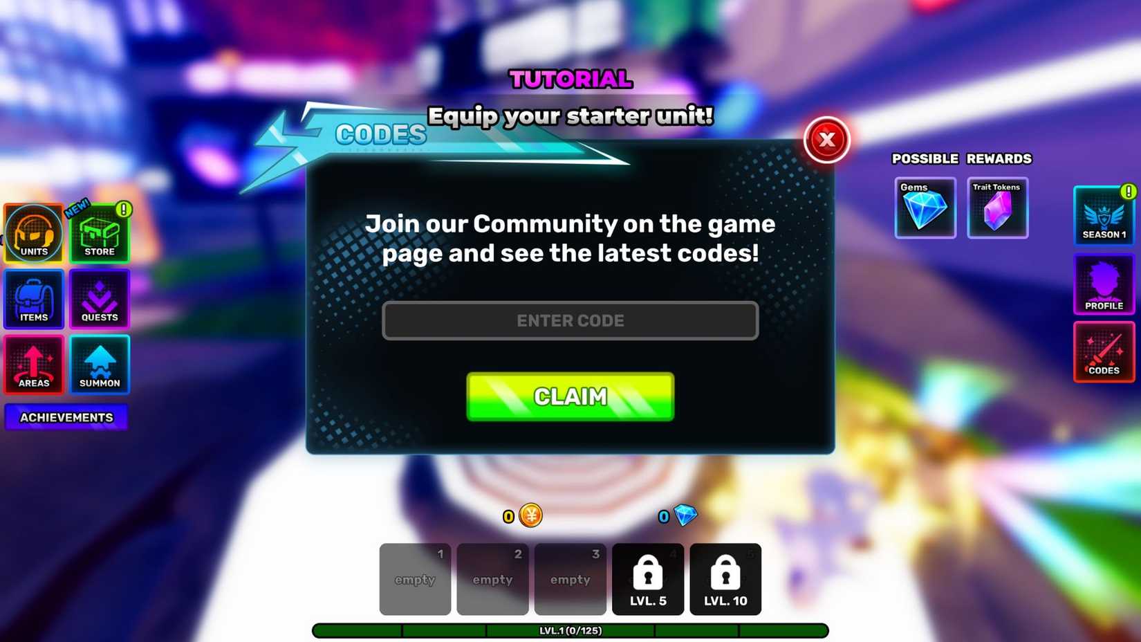 Anime Story the codes tab