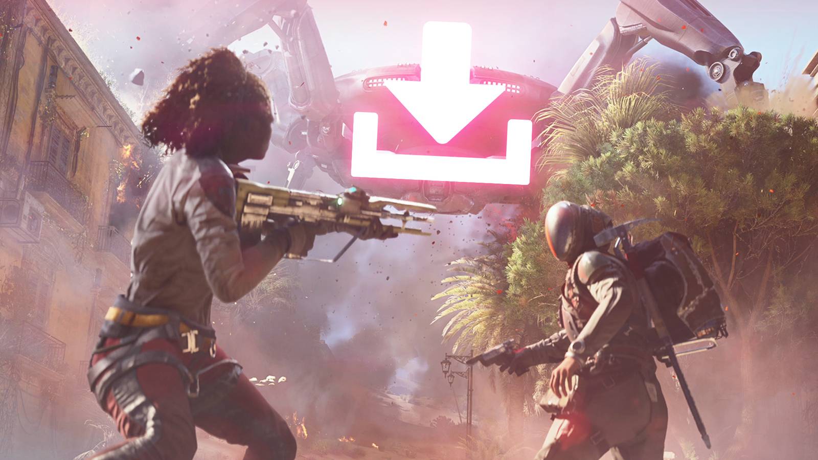 Arc Raiders Purple Download Icon in the Sky Symbol composite