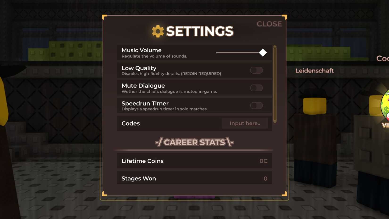 Armless Detective the codes tab