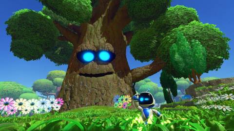 Astro in front of the Big Papa Tree - Astro Bot