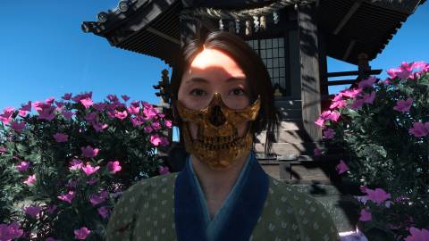 Atsu wearing the Golden Mask in Ghost of Yotei