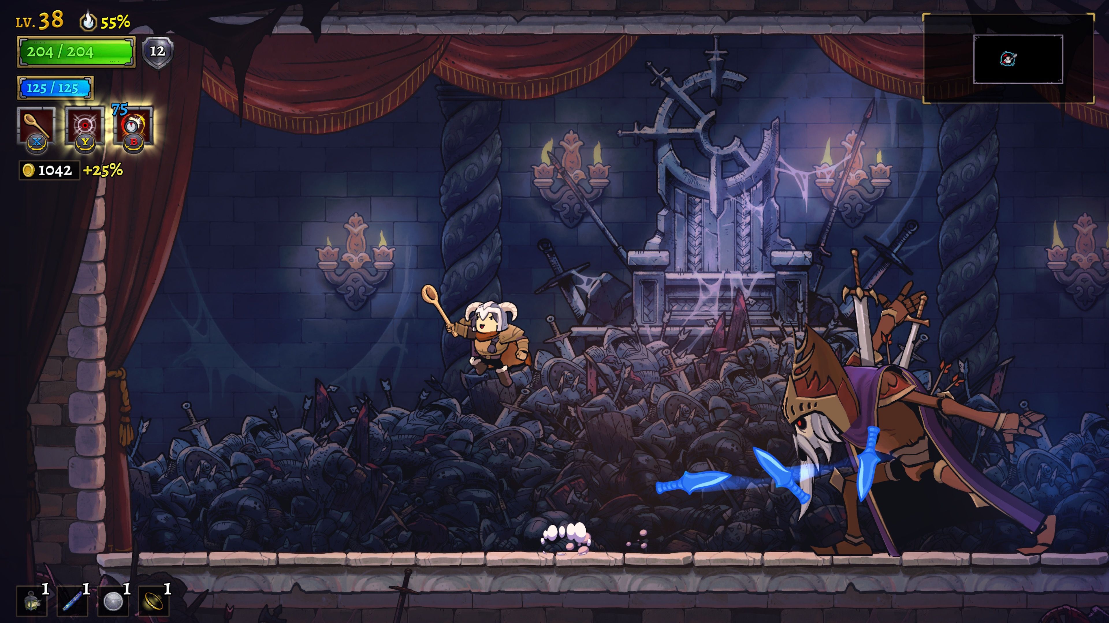 Attacking a boss in Rogue Legacy 2
