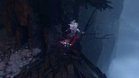 Attacking enemies by a cliff in Ninja Gaiden 4