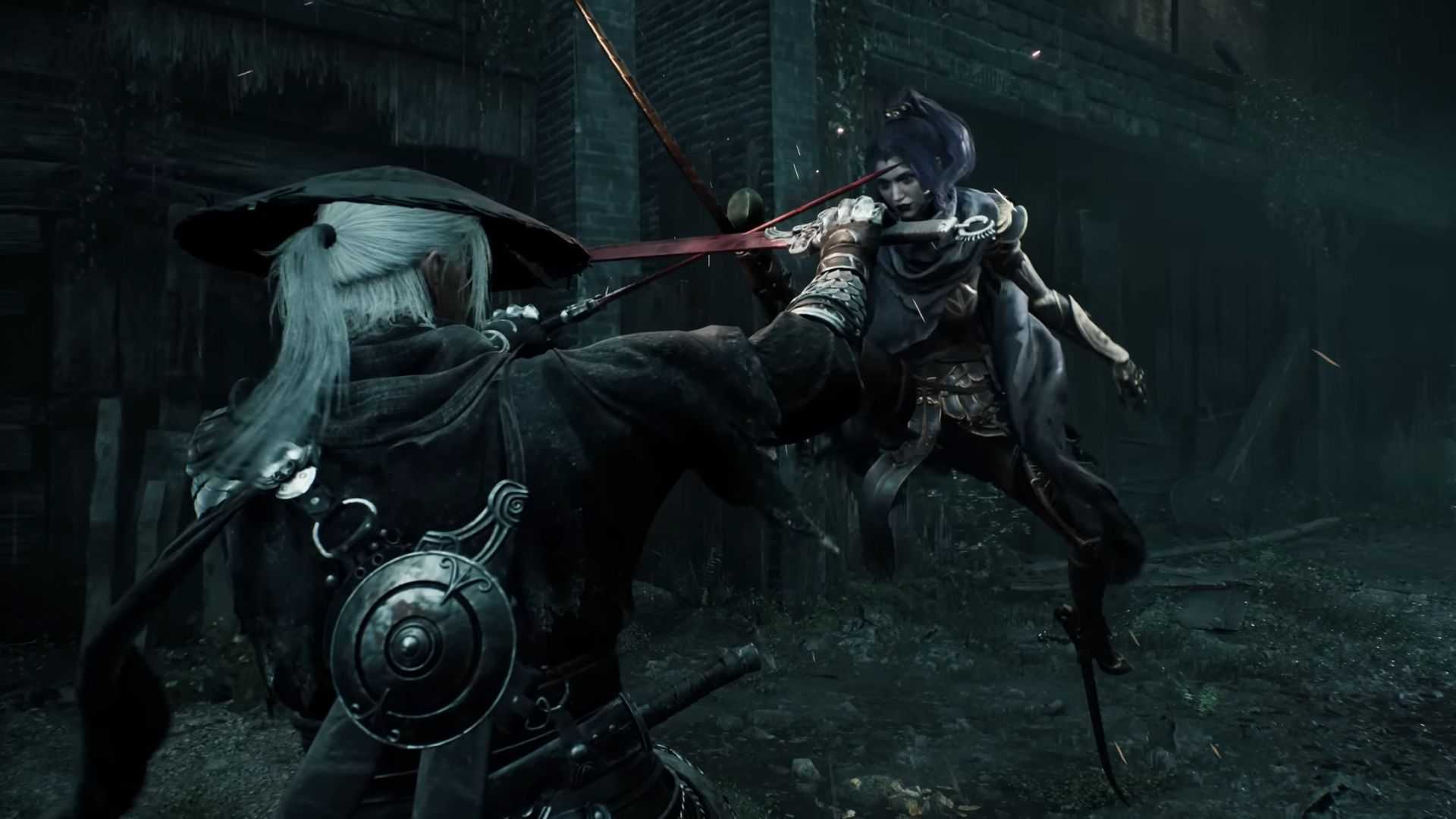 Aksi pertarungan bos mini Jade Dancer dalam Phantom Blade Zero