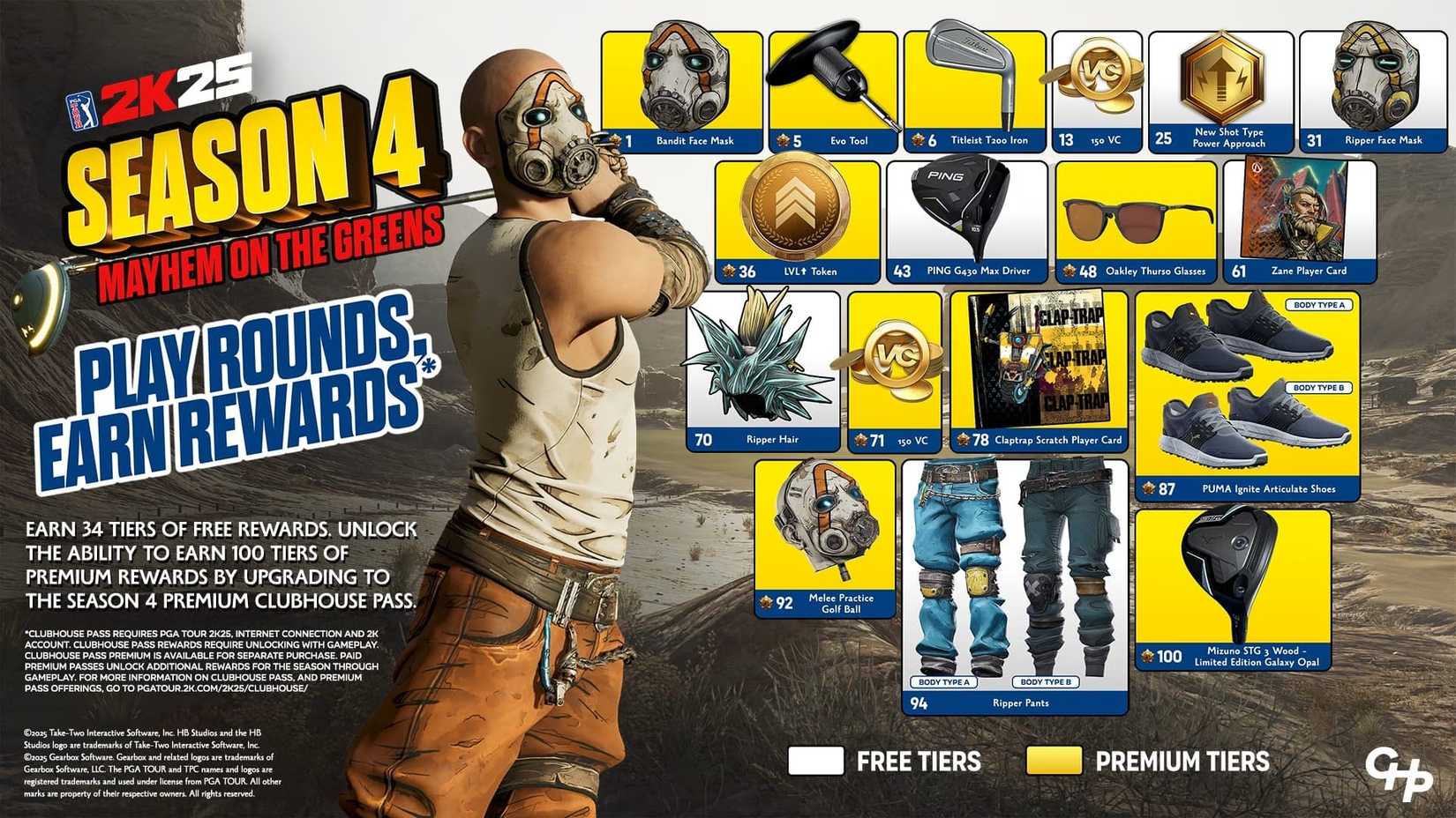 Borderlands 4 PGA Tour 2k25 Clubhouse Pass