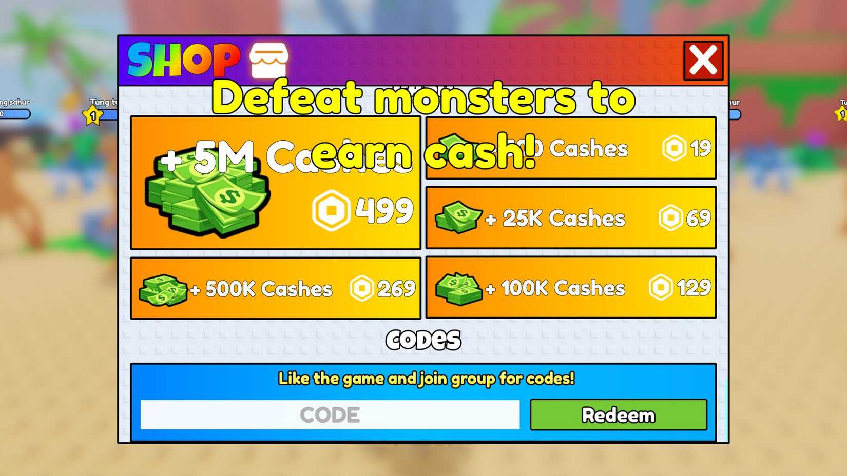 Brainrot +1 Power the codes tab