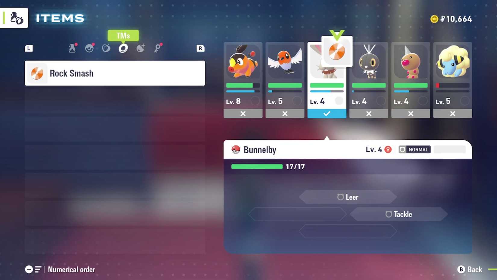 bunnelby learning rock smash tm in pokemon legends za