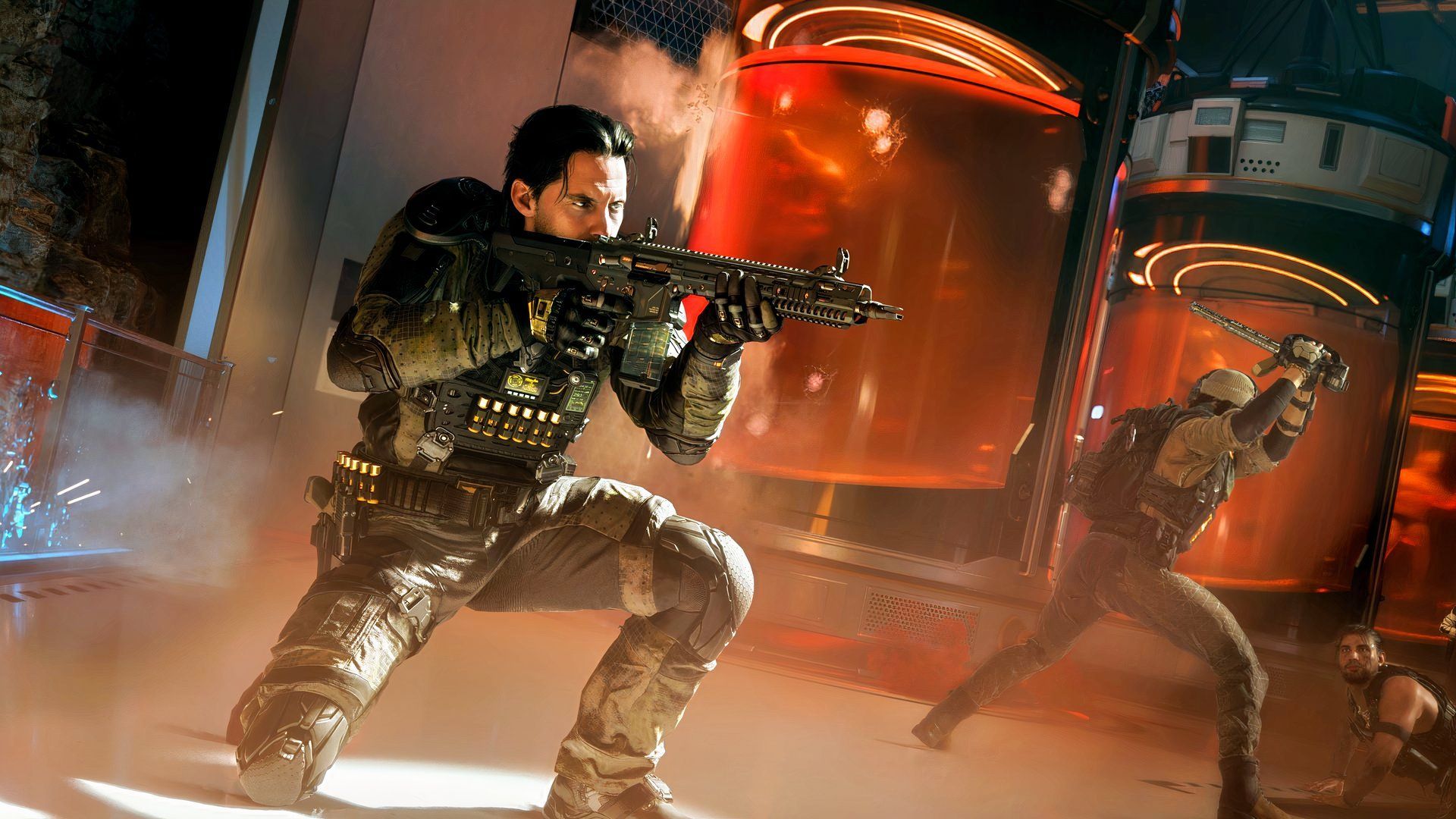 Cena de ação com David Mason em Call of Duty: Black Ops 7.