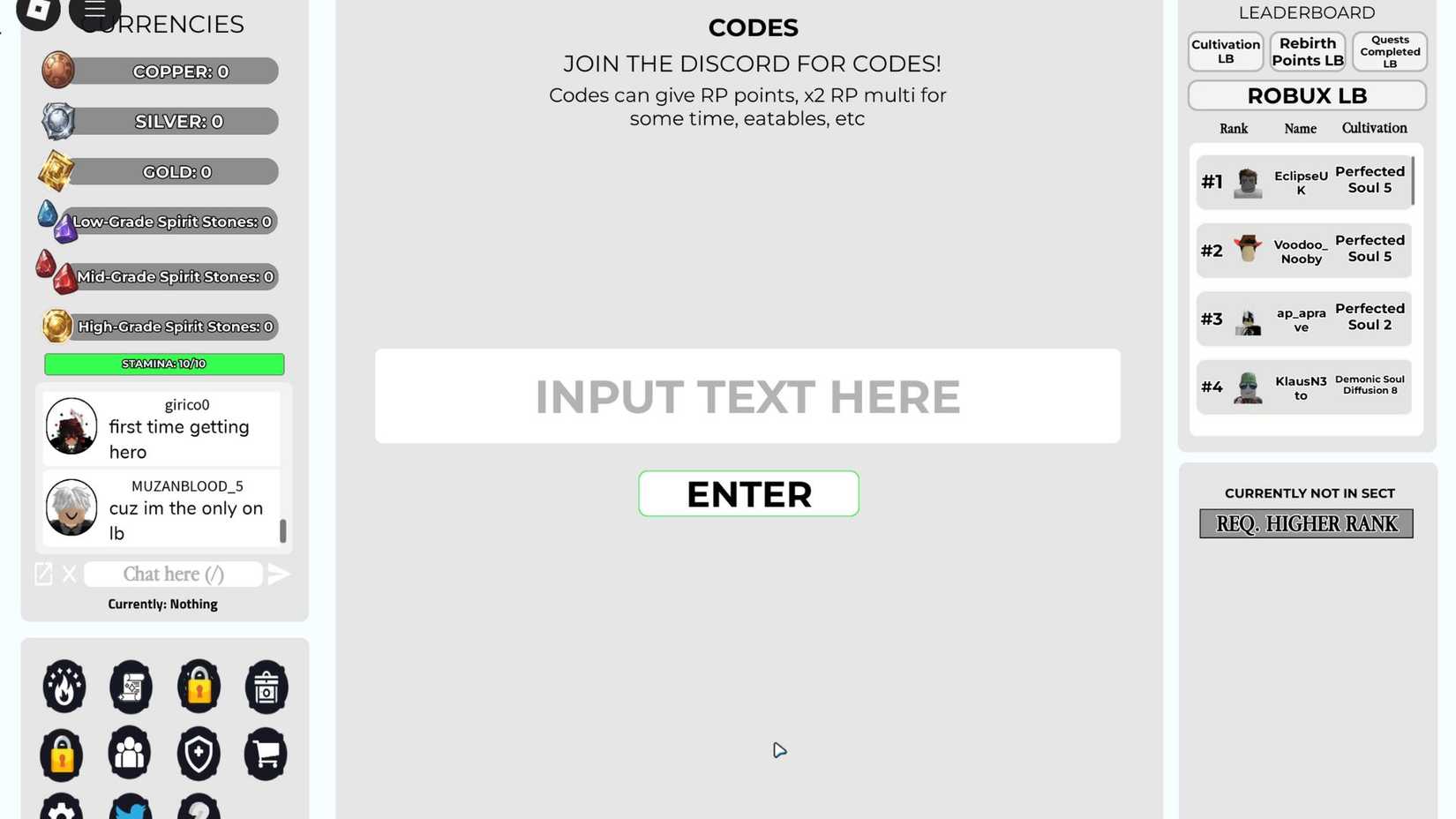 Choices of Immortals the codes tab