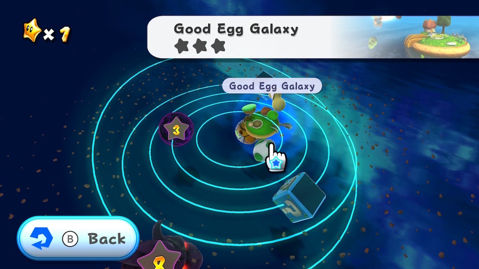Choosing a level in Super Mario Galaxy