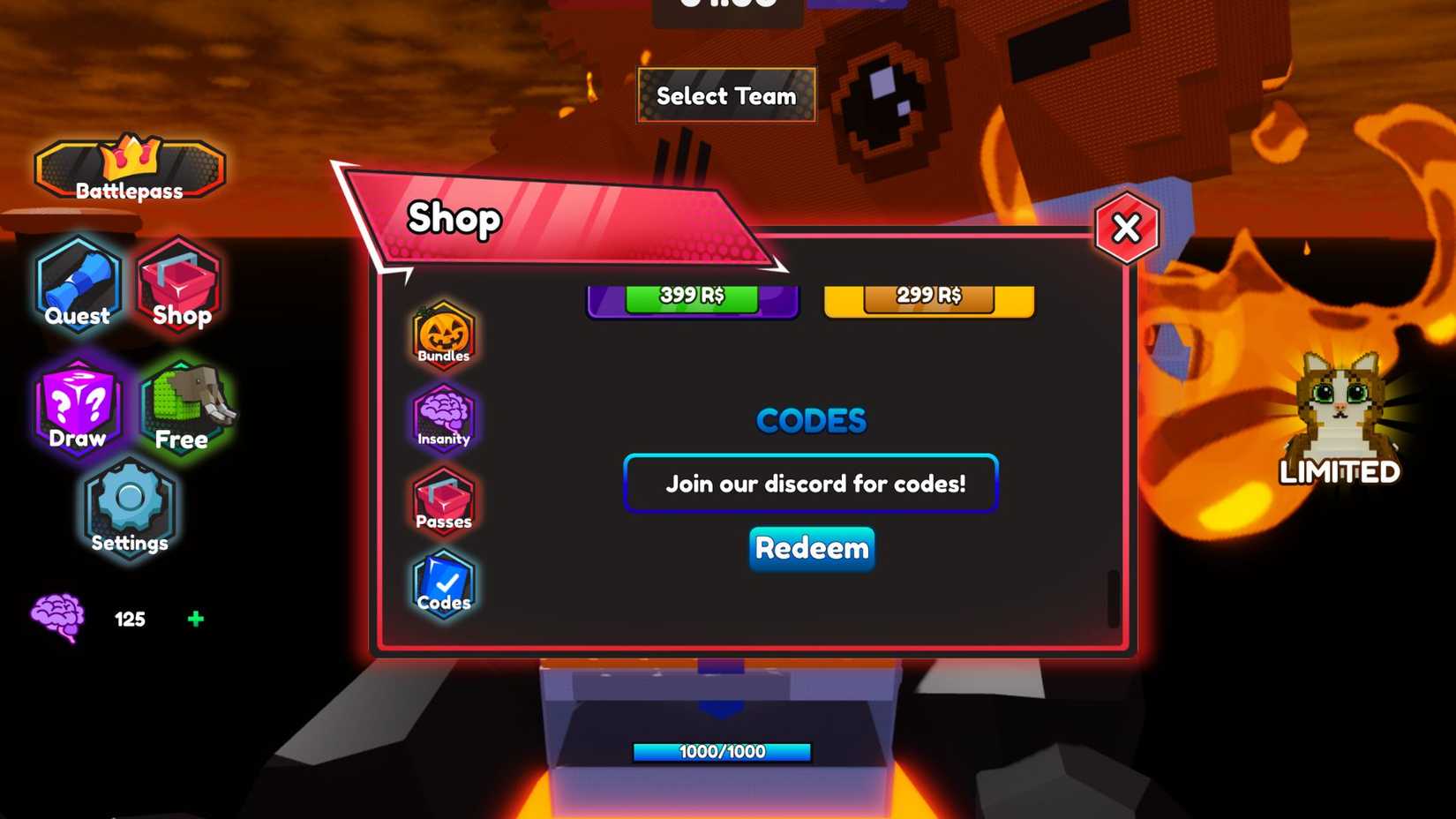 Clash of Brainrots - the codes tab