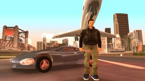 Claude standing on an airport - Grand Theft Auto 3
