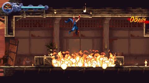 Climbing the rafters in Ninja Gaiden Ragebound