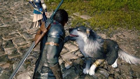 Clive pets Torgal - Final Fantasy 16