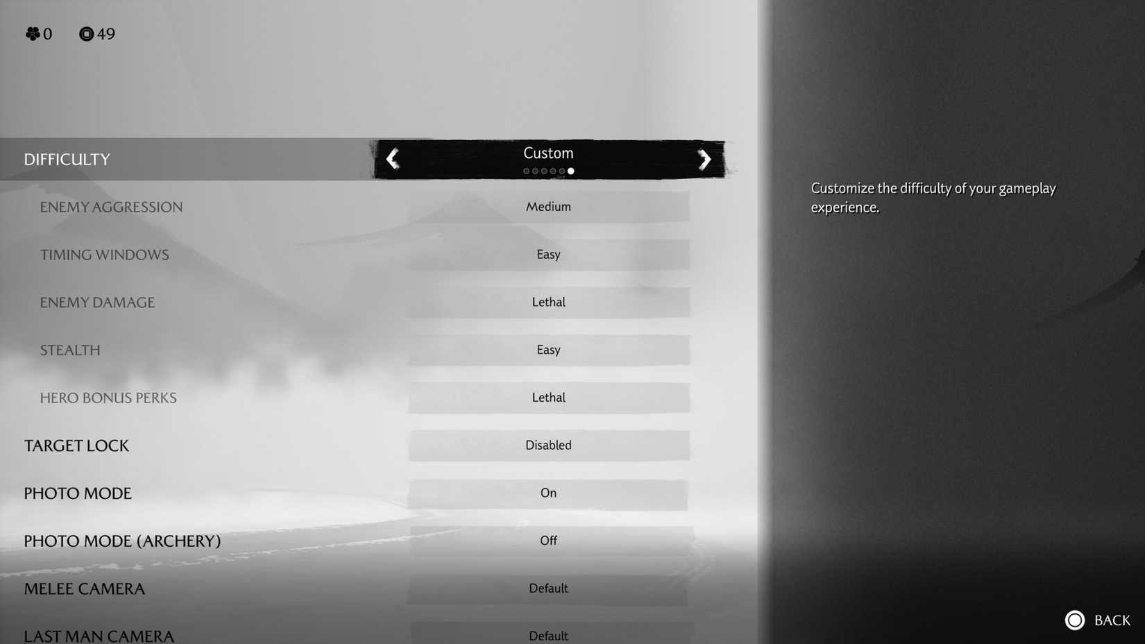 custom difficulty settings in Ghost of Yotei