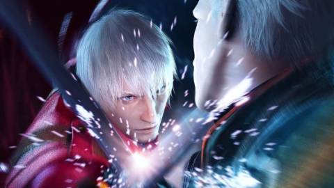 Dante clashes with Vergil in Devil May Cry 3.