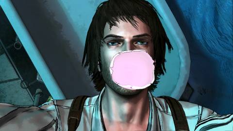 David blowing a bubble in D4 Dark Dreams Don’t Die