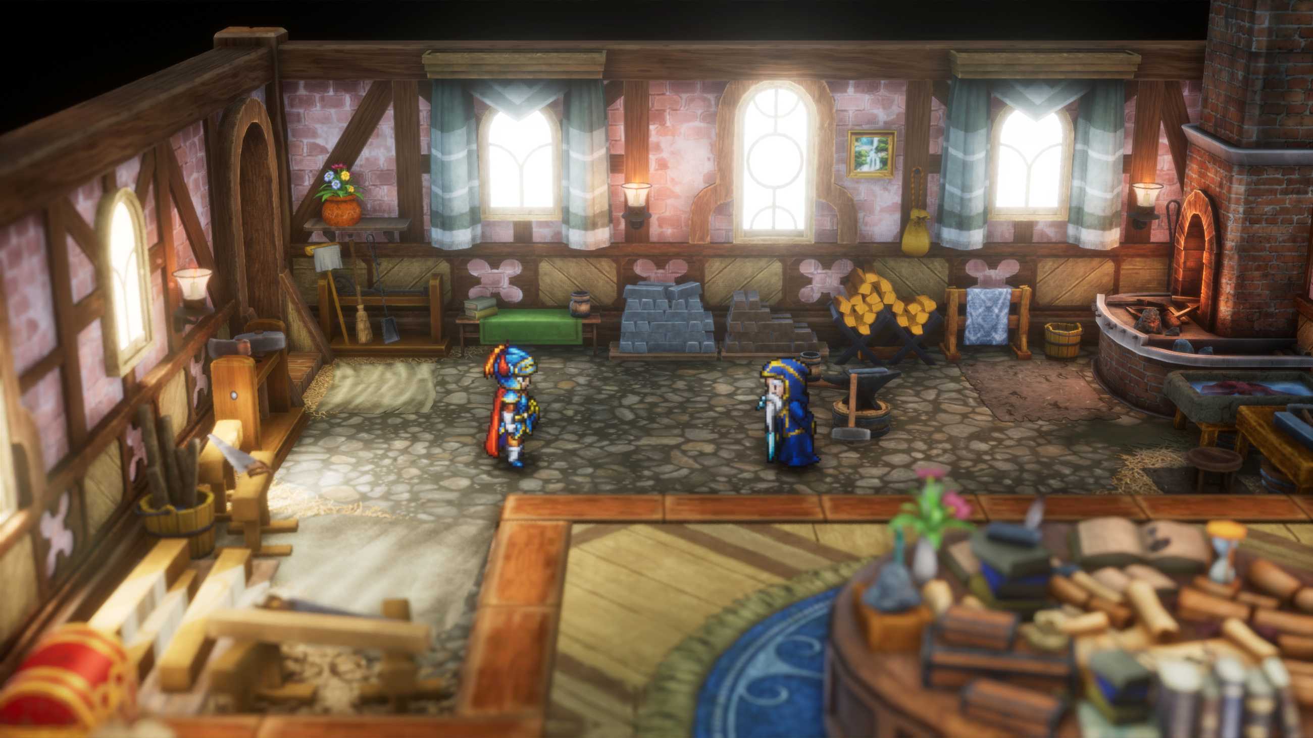 Dragon Quest 1 and 2 HD-2D Remake two characters conversation