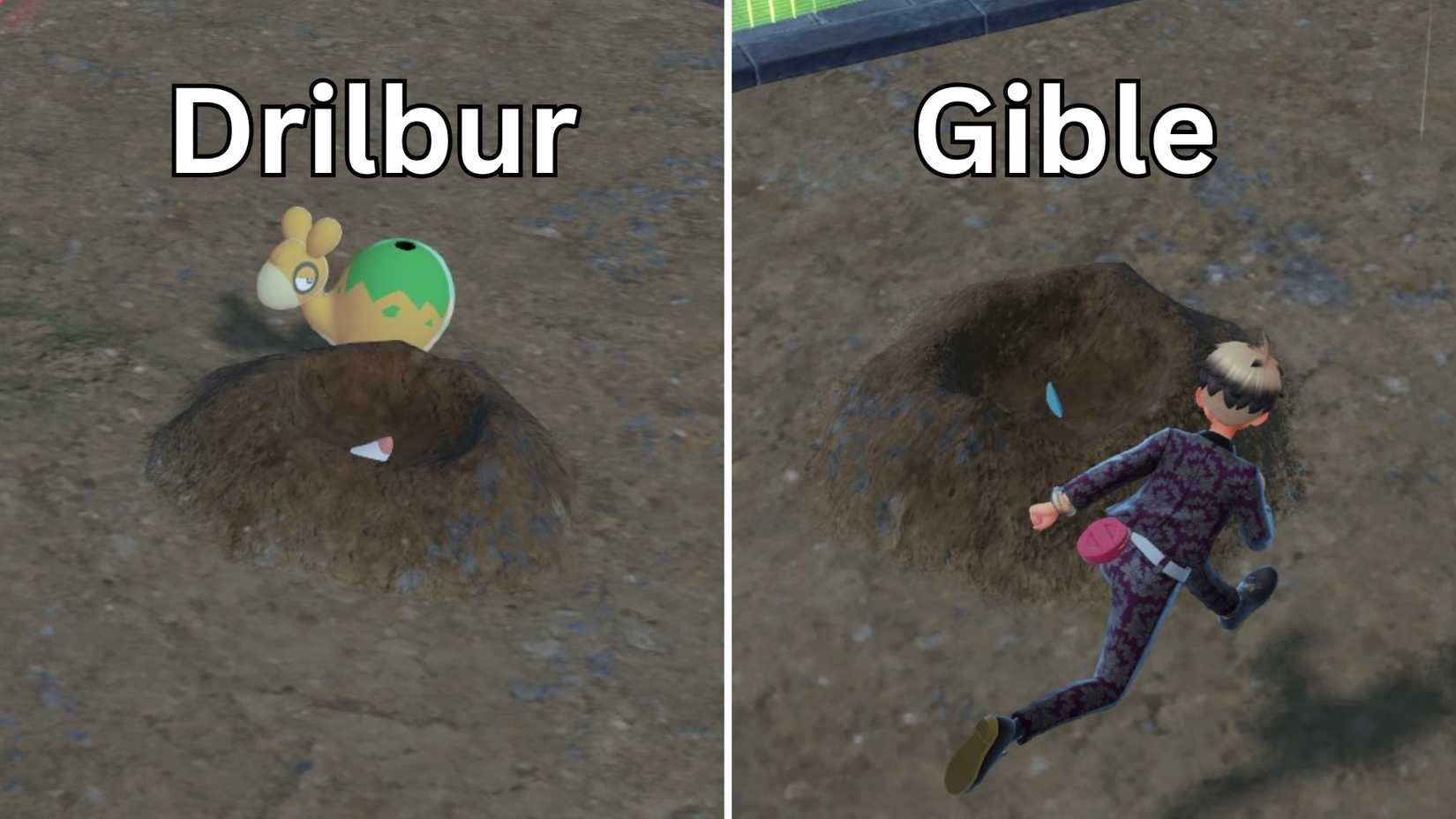 drilbur vs gible dig holes in wild zone 8 in pokemon legends za