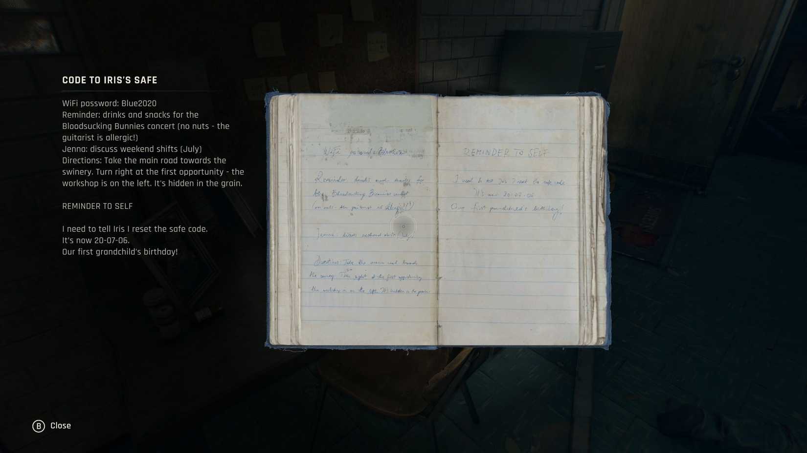 Dying Light The Beast Iris' Safe Code